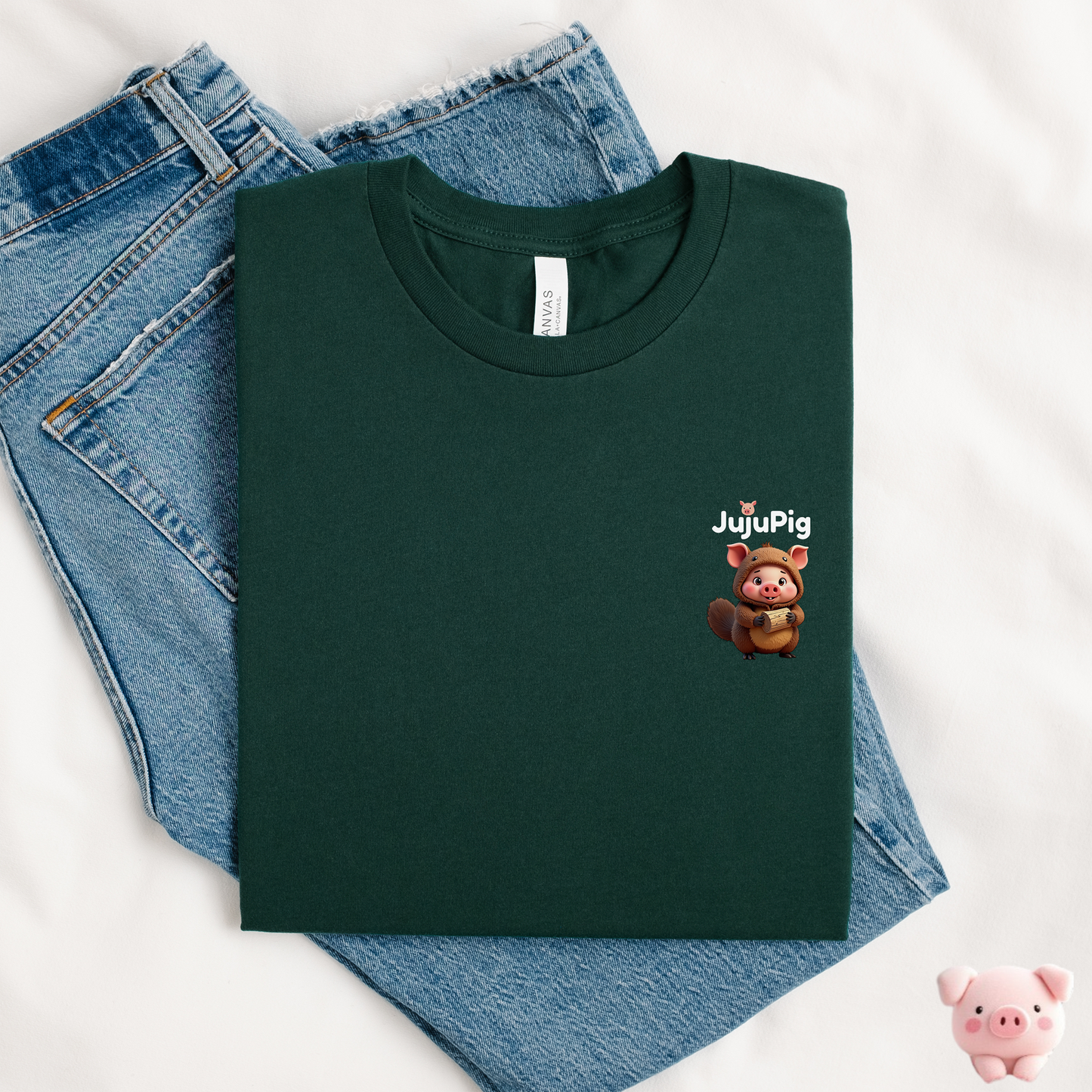 JujuPig Beaver - Adult Unisex Jersey T-shirt | Graphic Tee for Men & Women