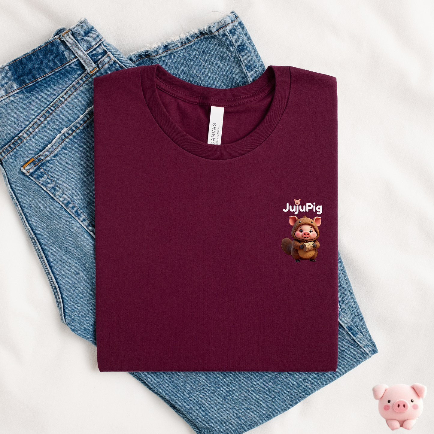 JujuPig Beaver - Adult Unisex Jersey T-shirt | Graphic Tee for Men & Women