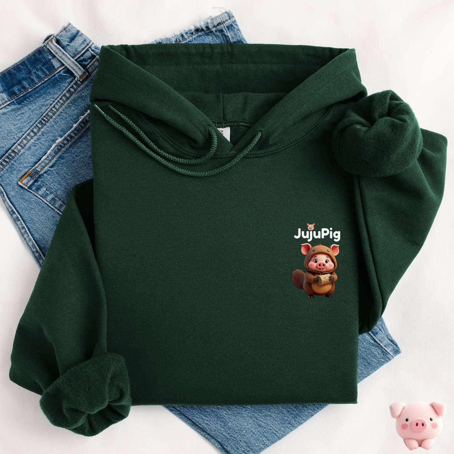JujuPig Beaver - Adult Unisex Hoodie | Graphic Hoodie for Men & Women