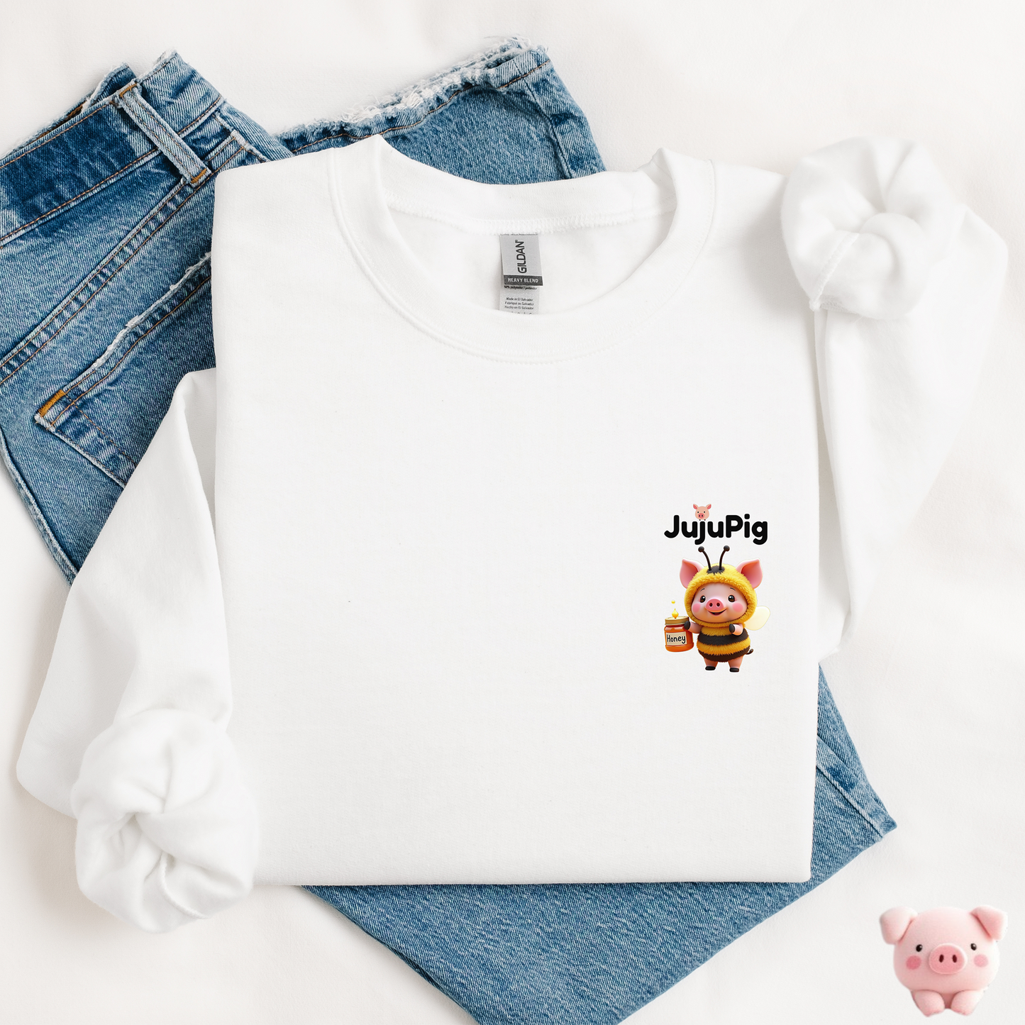 JujuPig Bumblebee - Adult Unisex Crewneck Sweatshirt | Graphic Sweatshirt for Men & Women