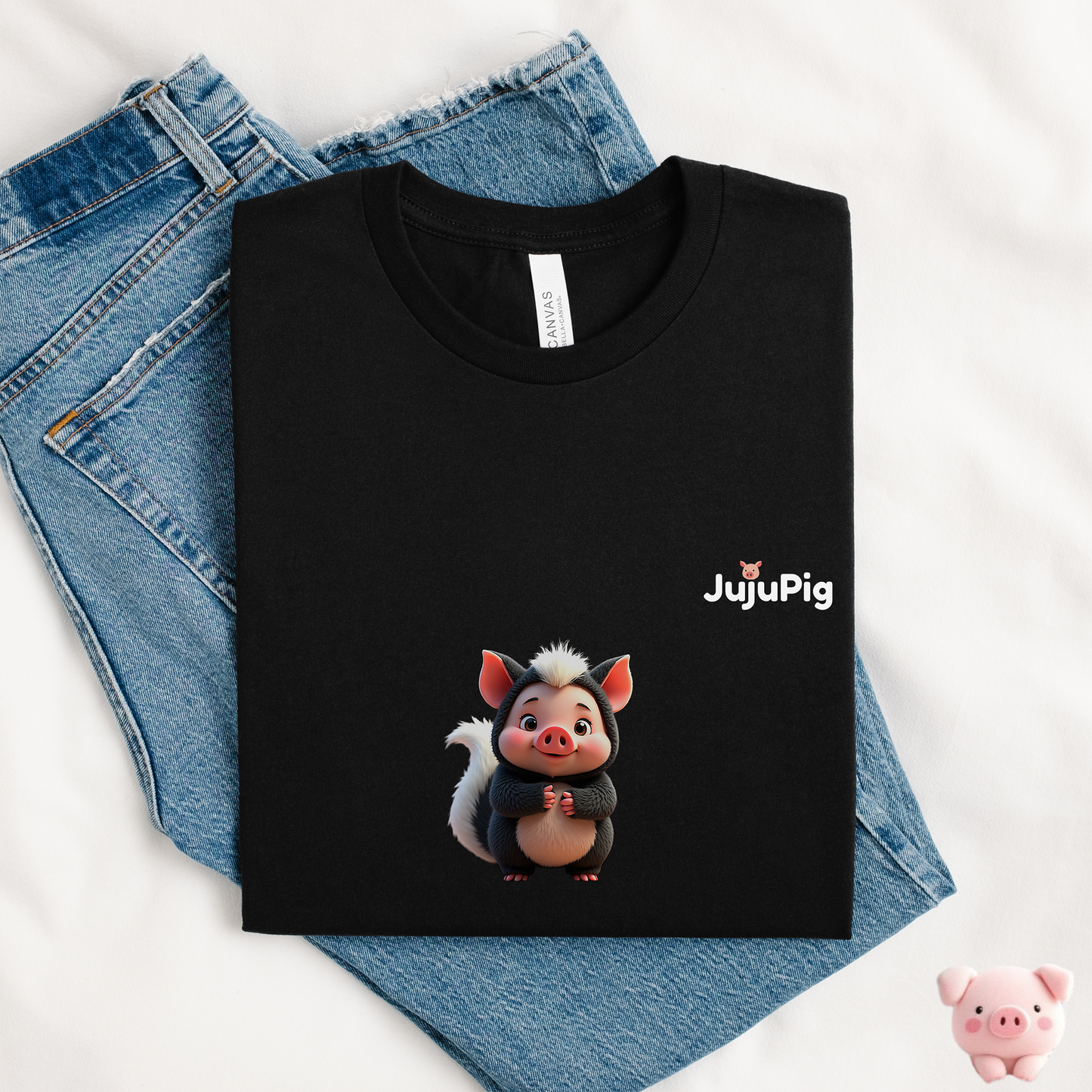 JujuPig Skunk - Adult Unisex Jersey T-shirt | Graphic Tee for Men & Women
