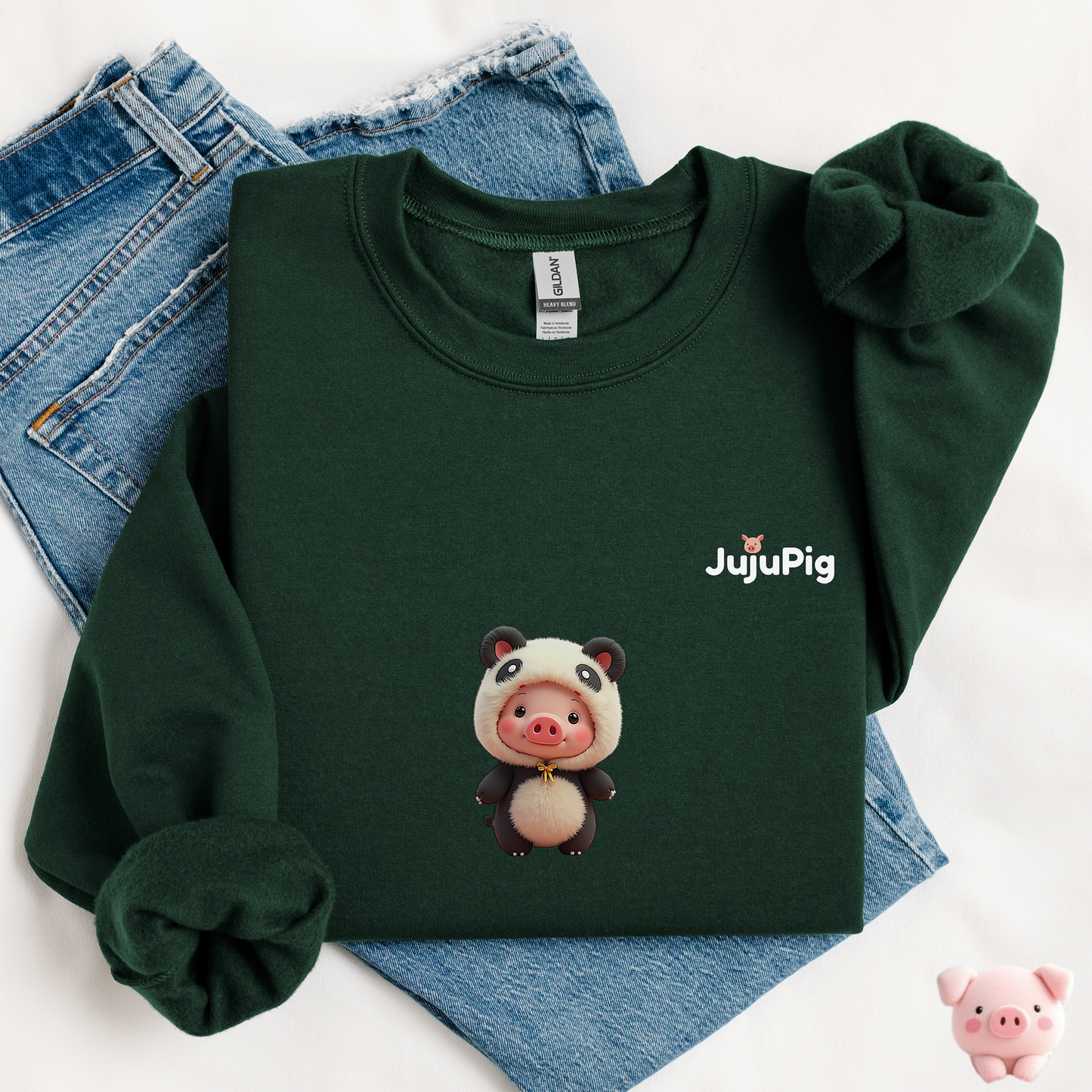 JujuPig Panda - Adult Unisex Crewneck Sweatshirt | Graphic Sweatshirt for Men & Women