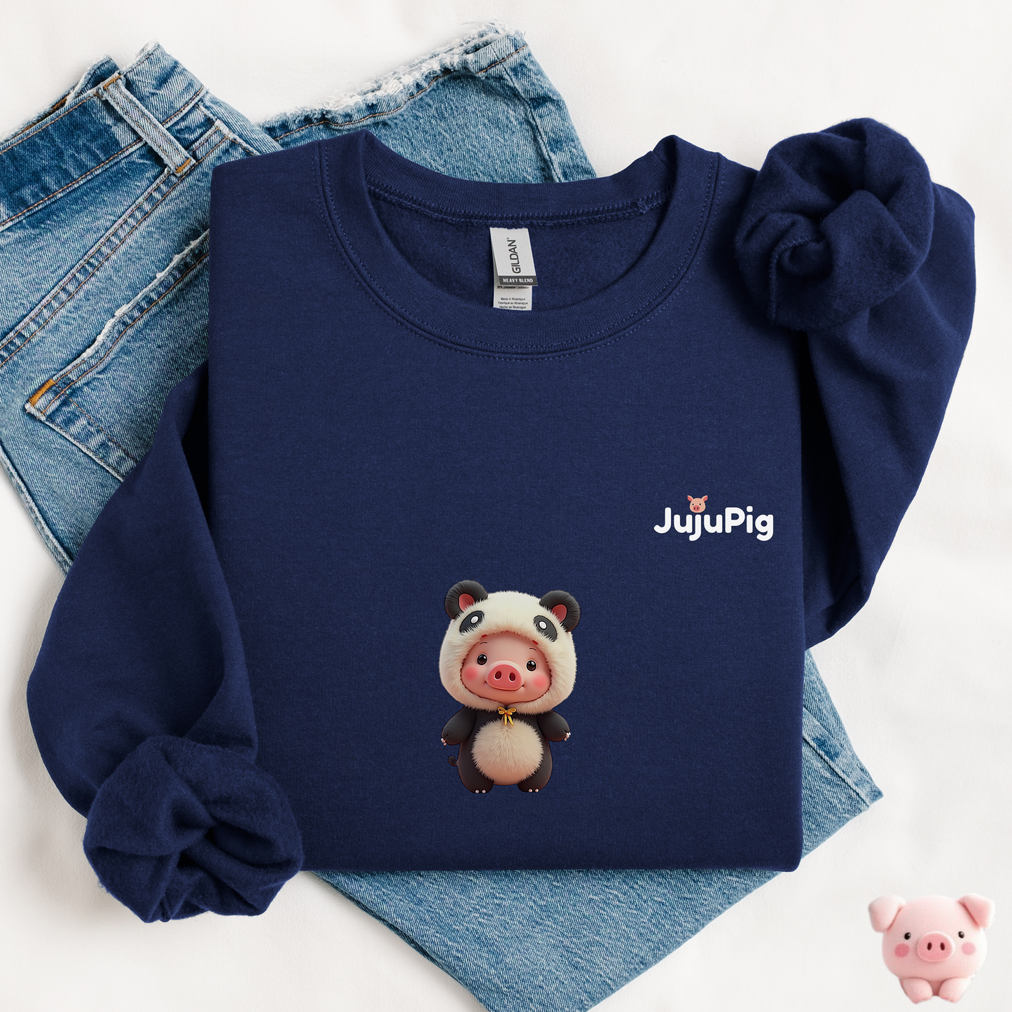 JujuPig Panda - Adult Unisex Crewneck Sweatshirt | Graphic Sweatshirt for Men & Women