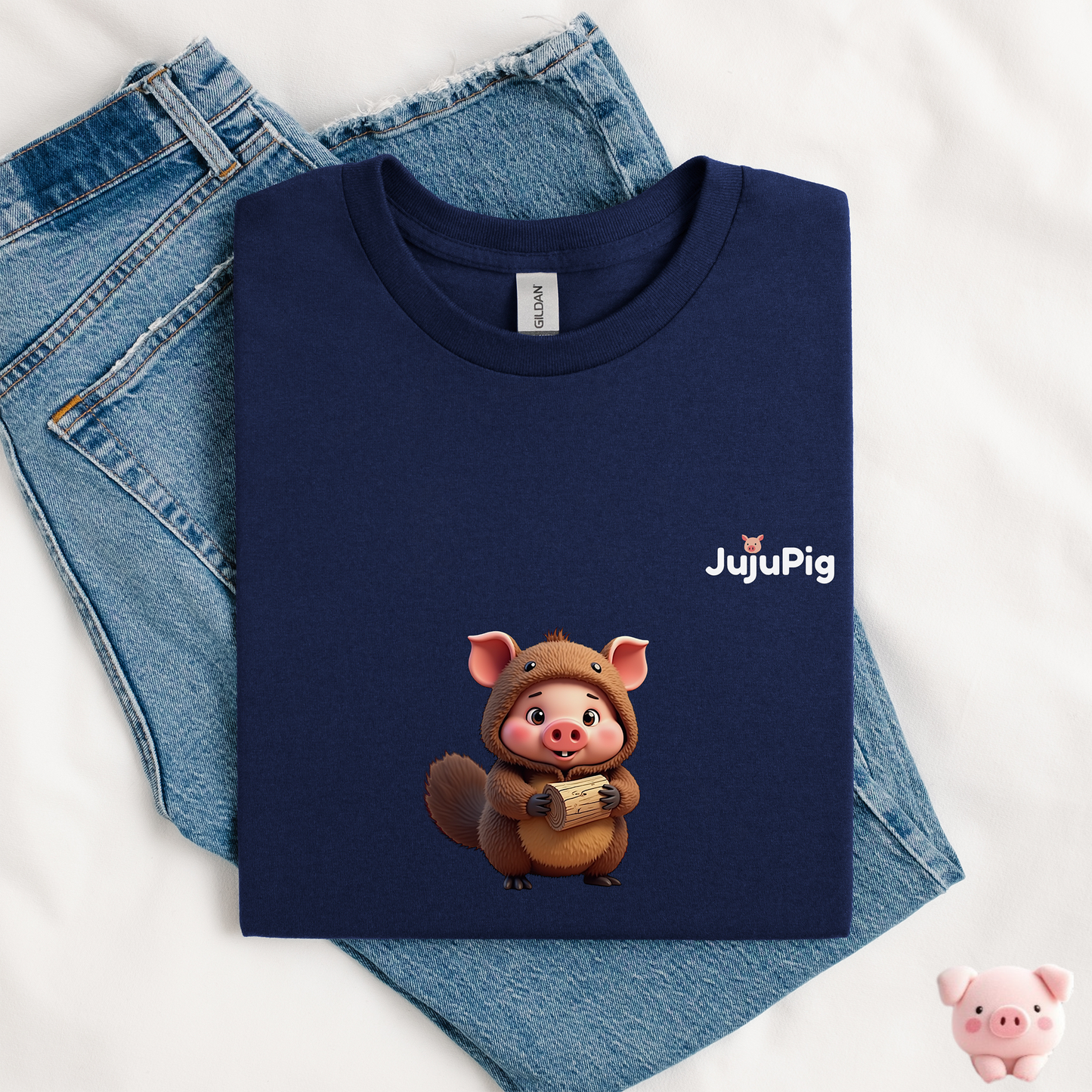 JujuPig Beaver - Kids Unisex Heavy Cotton T-shirt | Graphic Tee for Boys & Girl