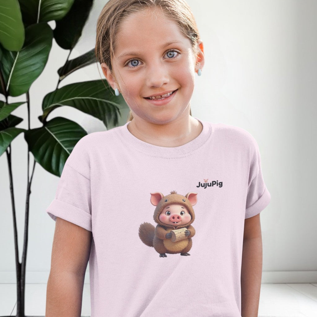JujuPig Beaver - Kids Unisex Heavy Cotton T-shirt | Graphic Tee for Boys & Girl