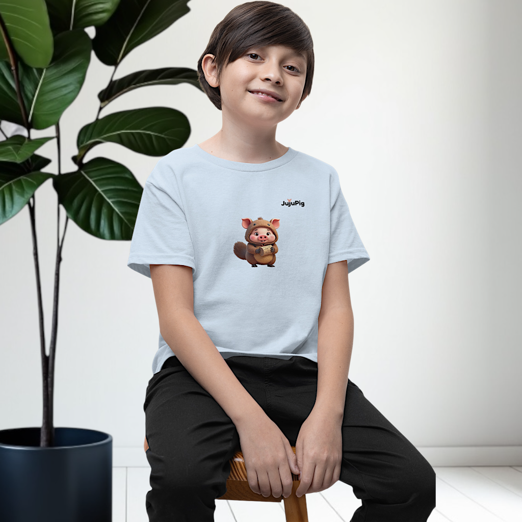 JujuPig Beaver - Kids Unisex Heavy Cotton T-shirt | Graphic Tee for Boys & Girl