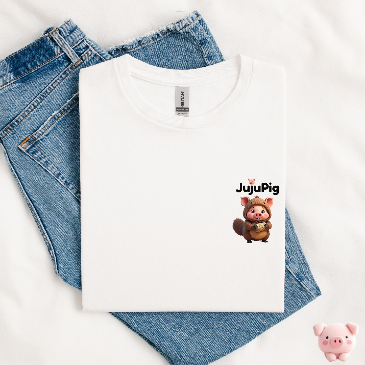 JujuPig Beaver - Kids Unisex Heavy Cotton T-shirt | Graphic Tee for Boys & Girls