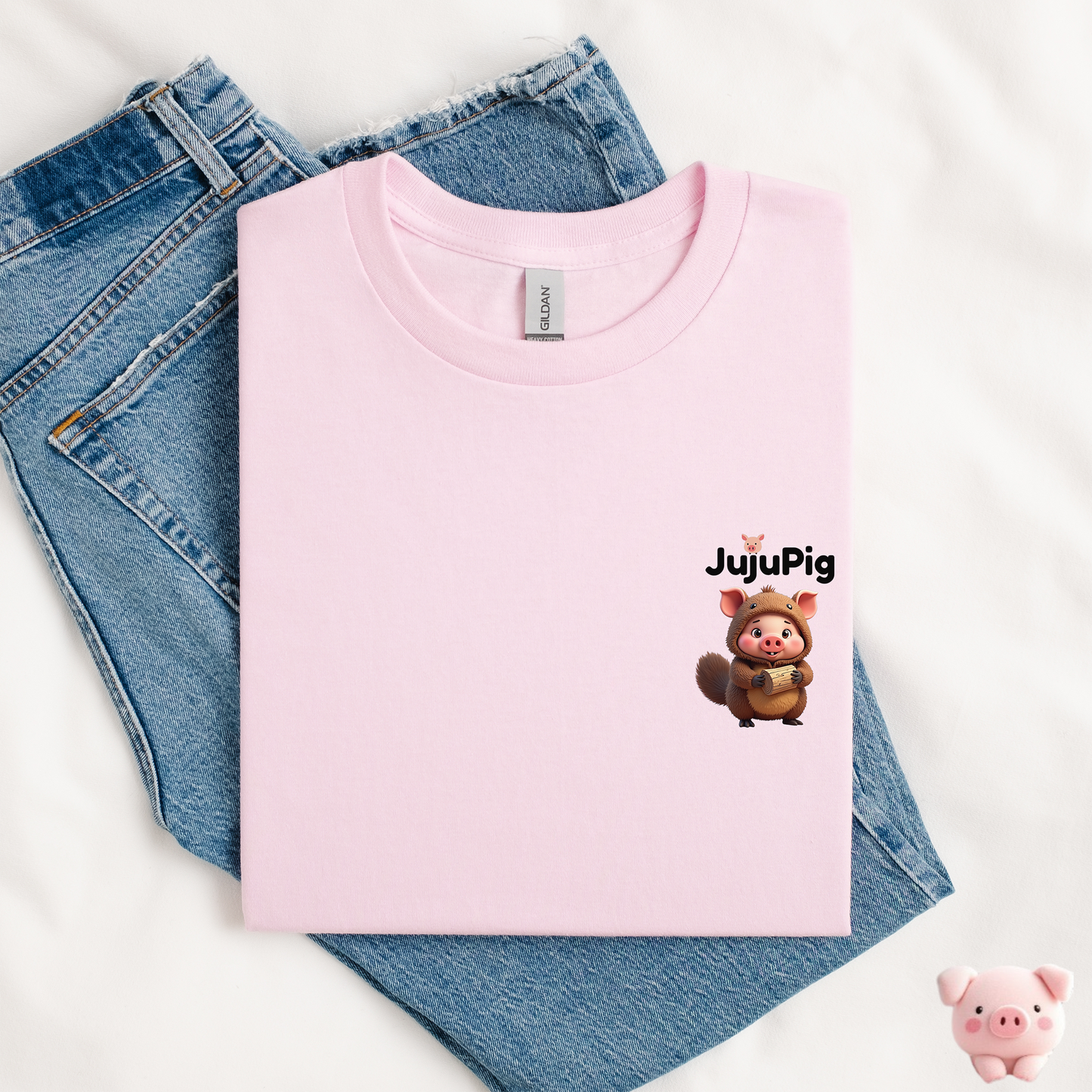 JujuPig Beaver - Kids Unisex Heavy Cotton T-shirt | Graphic Tee for Boys & Girls