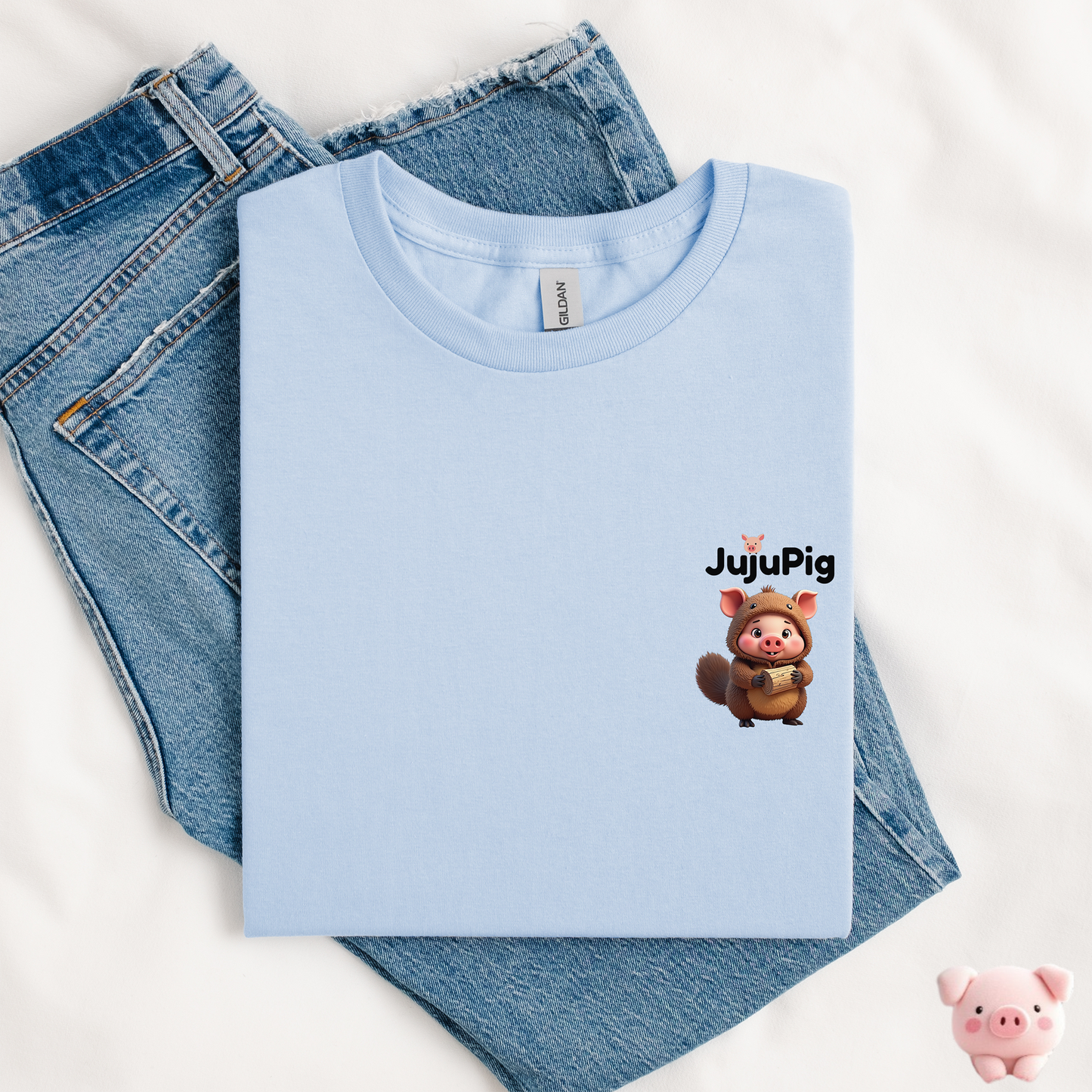 JujuPig Beaver - Kids Unisex Heavy Cotton T-shirt | Graphic Tee for Boys & Girls