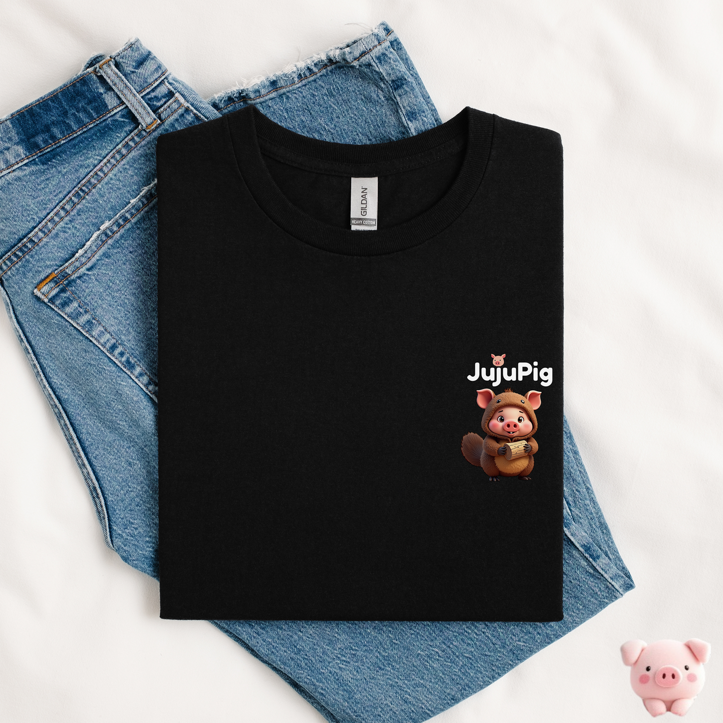 JujuPig Beaver - Kids Unisex Heavy Cotton T-shirt | Graphic Tee for Boys & Girls