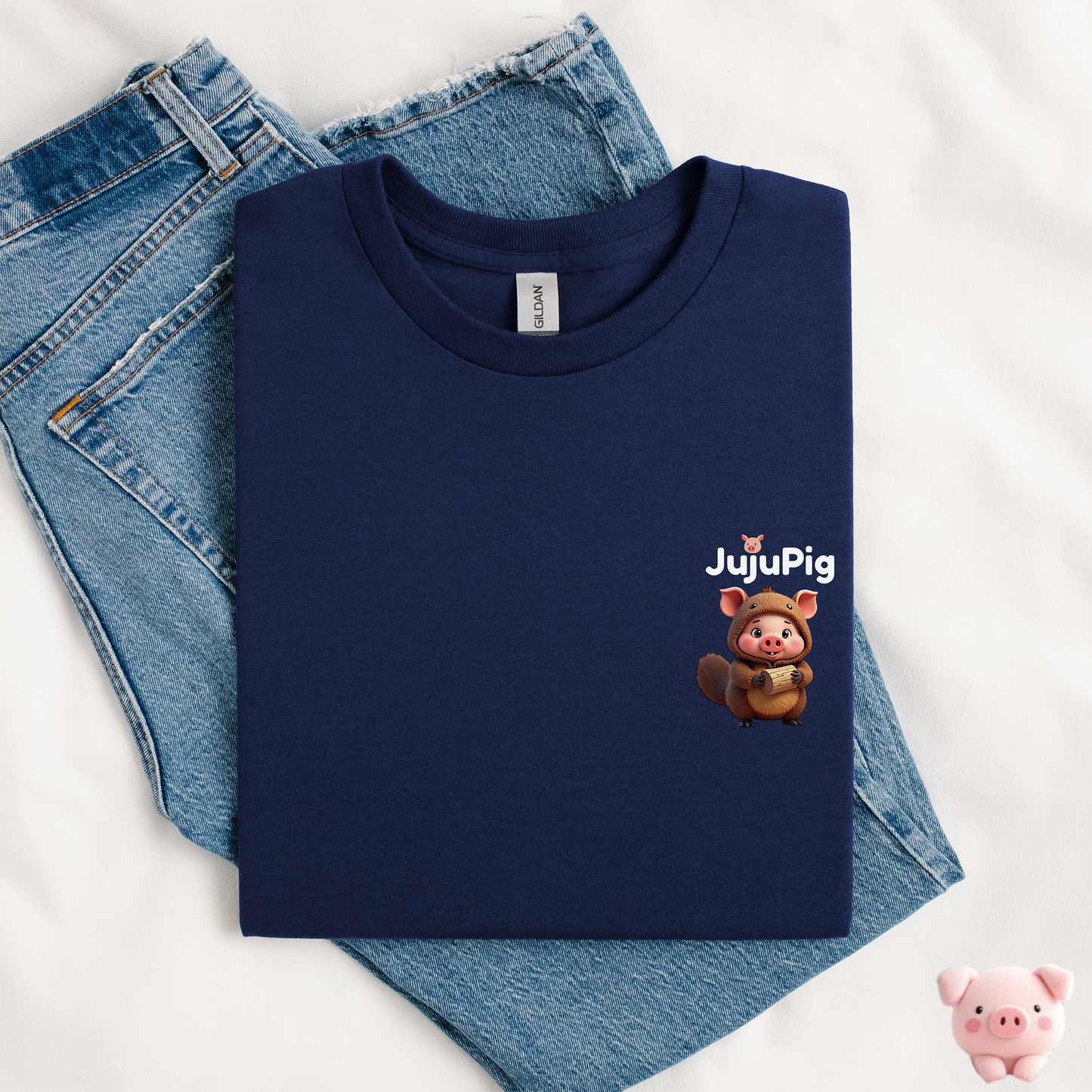 JujuPig Beaver - Kids Unisex Heavy Cotton T-shirt | Graphic Tee for Boys & Girls