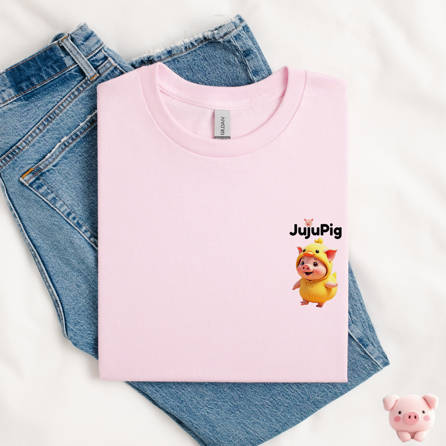 JujuPig Duck - Kids Unisex Heavy Cotton T-shirt | Graphic Tee for Boys & Girl