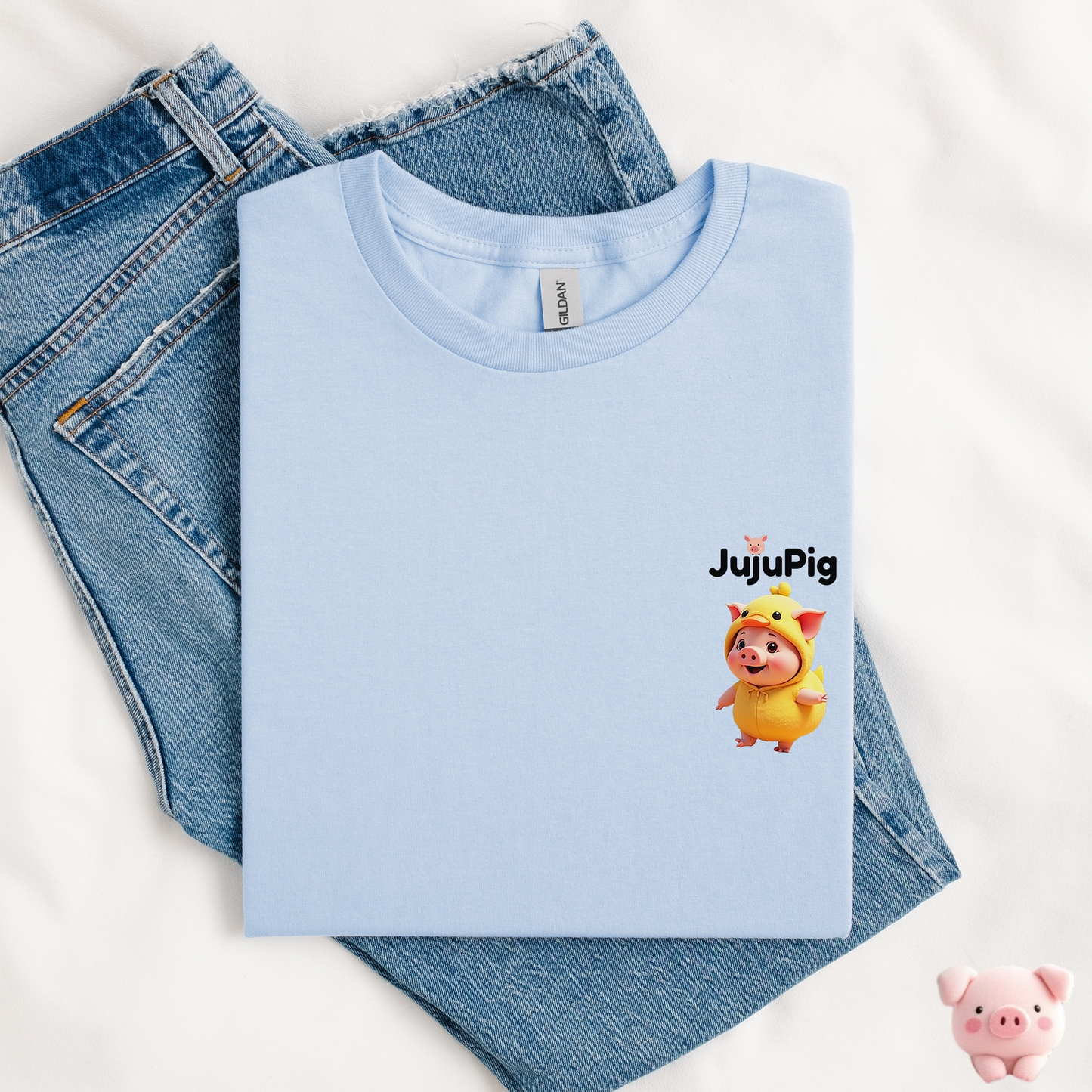 JujuPig Duck - Kids Unisex Heavy Cotton T-shirt | Graphic Tee for Boys & Girl