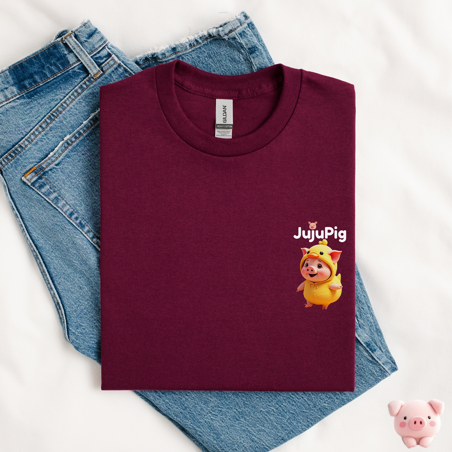 JujuPig Duck - Kids Unisex Heavy Cotton T-shirt | Graphic Tee for Boys & Girl