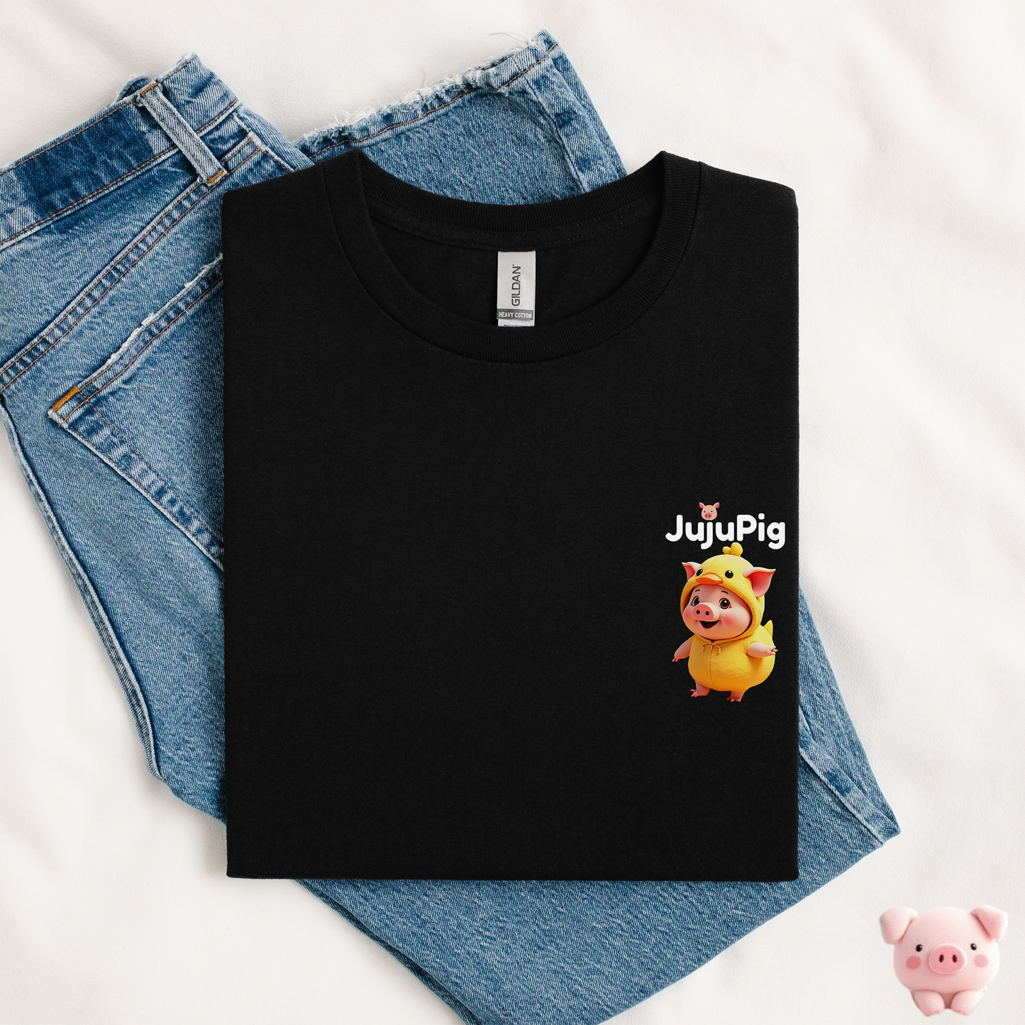 JujuPig Duck - Kids Unisex Heavy Cotton T-shirt | Graphic Tee for Boys & Girl