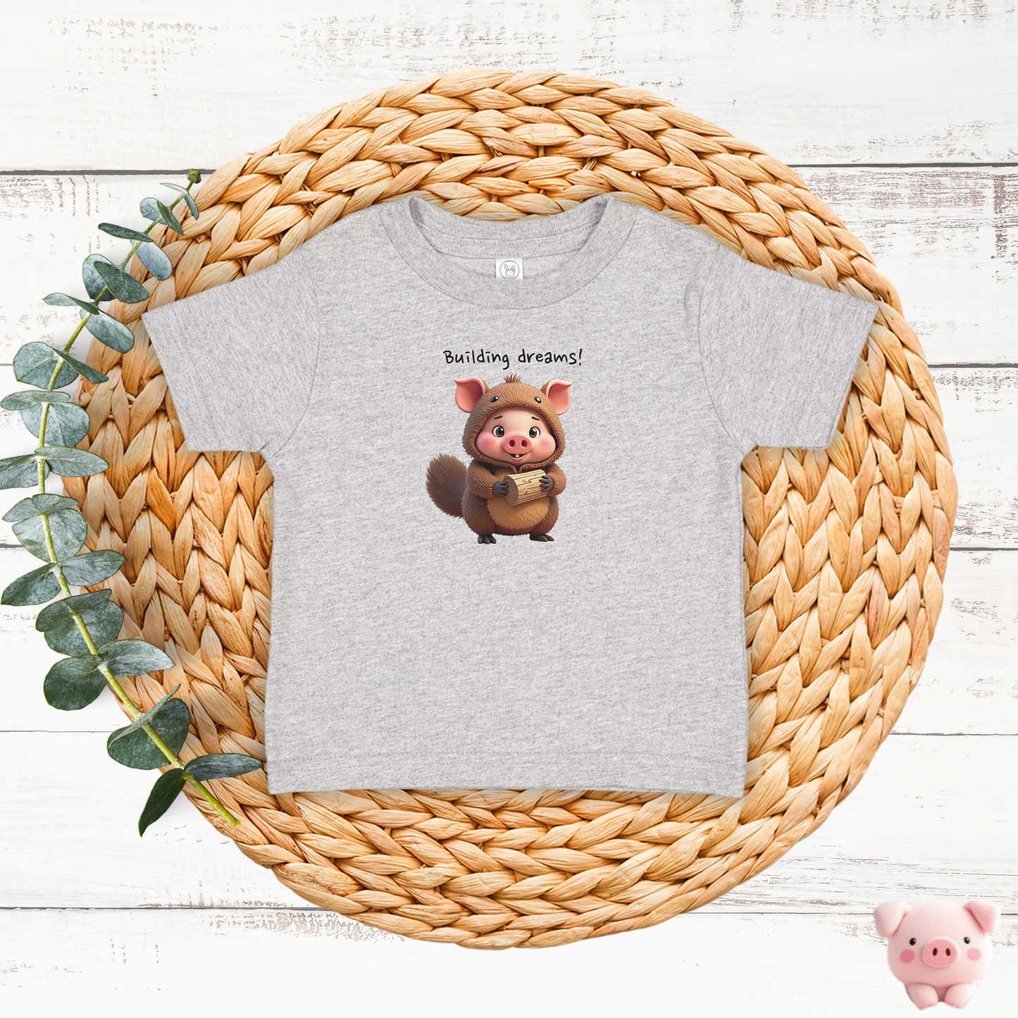 JujuPig Beaver - Infant Fine Jersey T-shirt | Cute Graphic T-shirt for Baby Boys & Girls