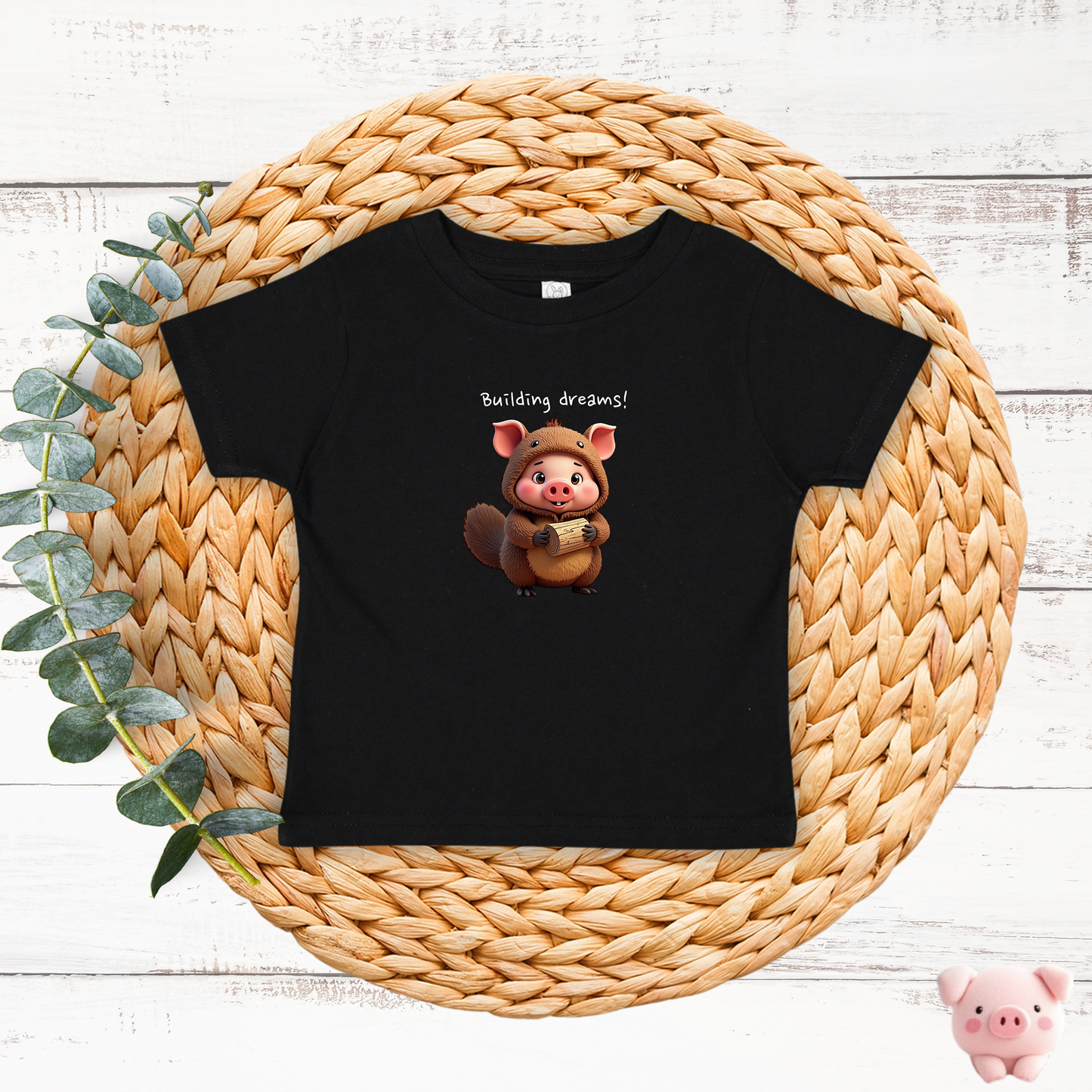 JujuPig Beaver - Infant Fine Jersey T-shirt | Cute Graphic T-shirt for Baby Boys & Girls