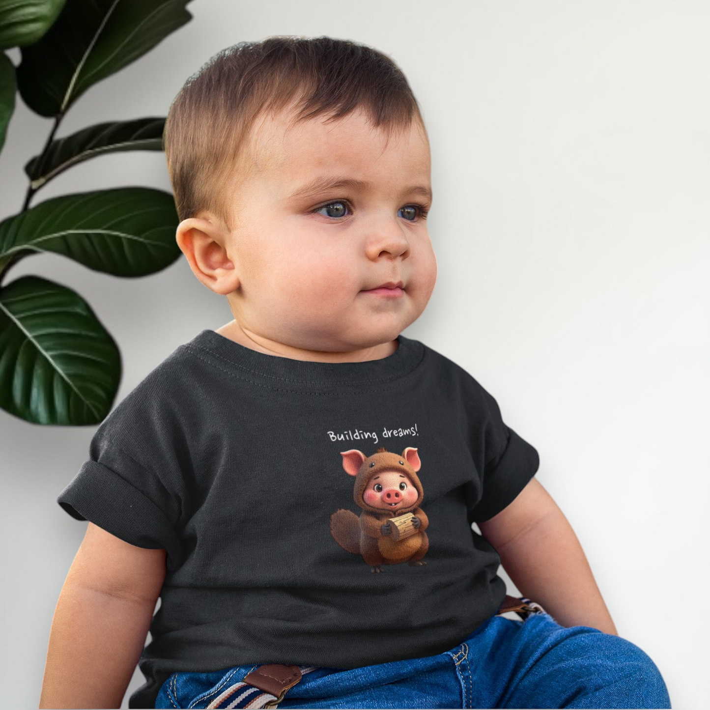JujuPig Beaver - Infant Fine Jersey T-shirt | Cute Graphic T-shirt for Baby Boys & Girls
