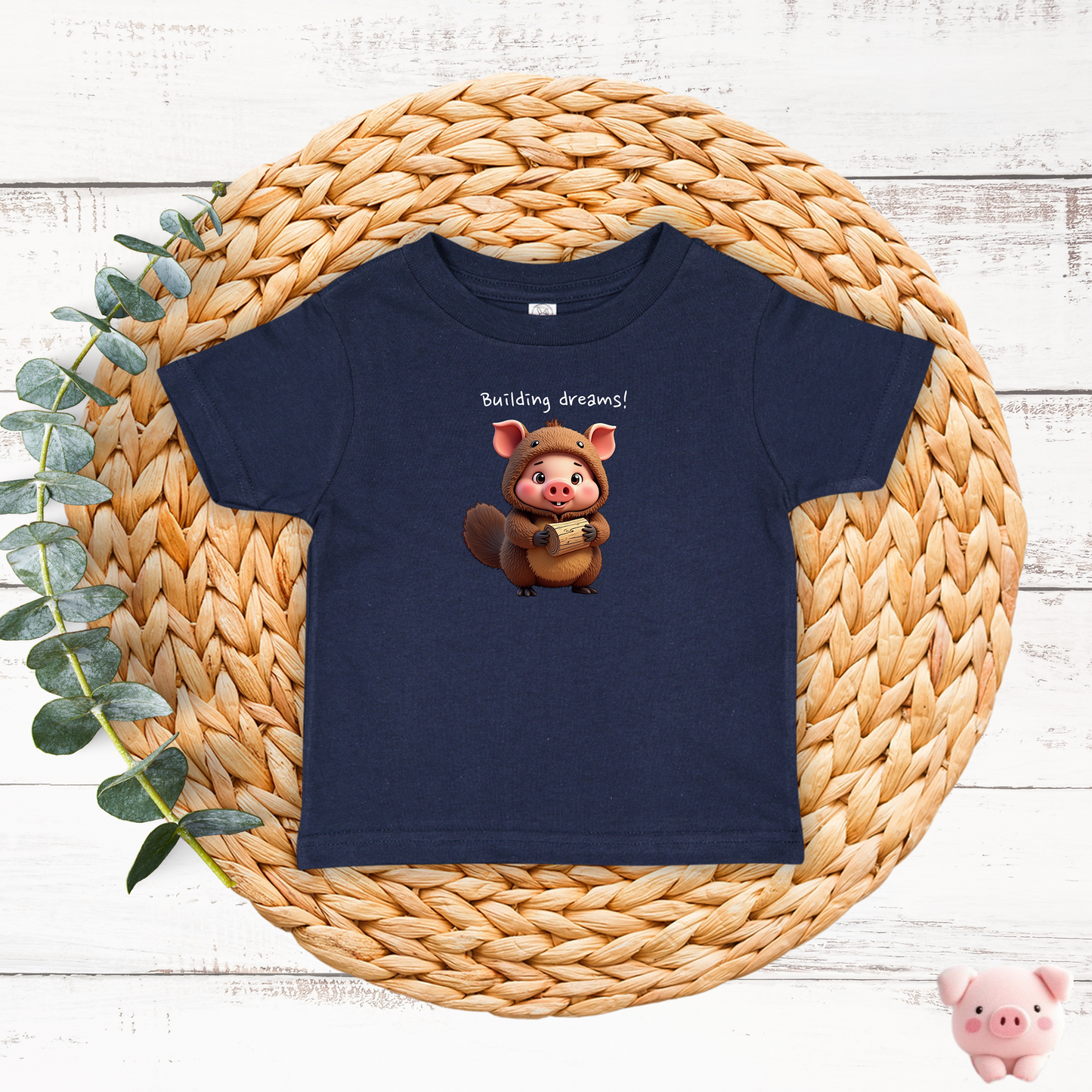 JujuPig Beaver - Infant Fine Jersey T-shirt | Cute Graphic T-shirt for Baby Boys & Girls
