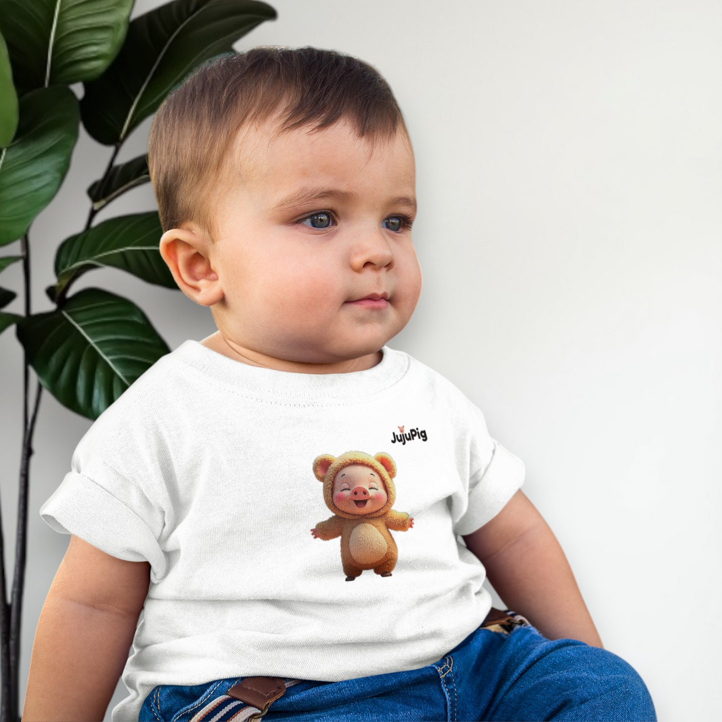 JujuPig Teddy Bear - Infant Fine Jersey T-shirt | Cute Graphic Tee for Baby Boys & Girls