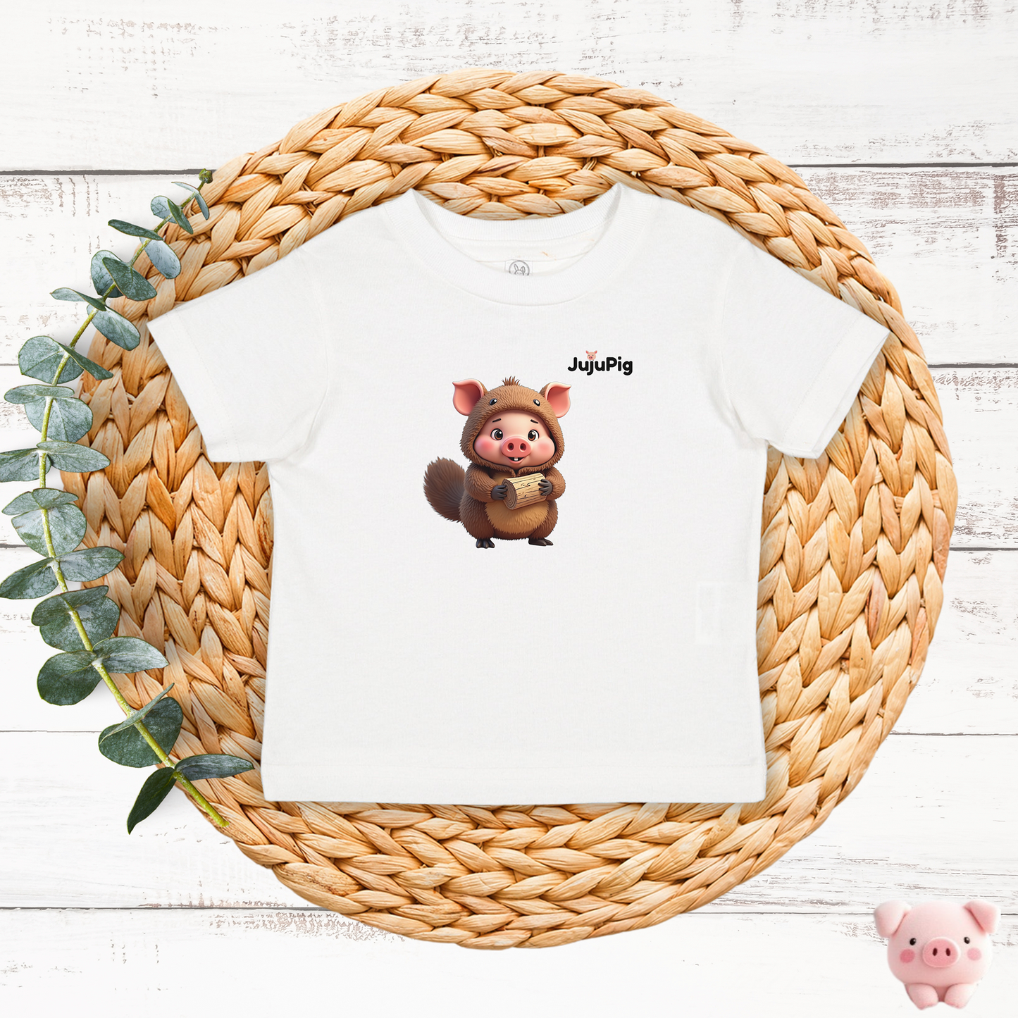JujuPig Beaver - Infant Fine Jersey T-shirt | Cute Graphic Tee for Baby Boys & Girls