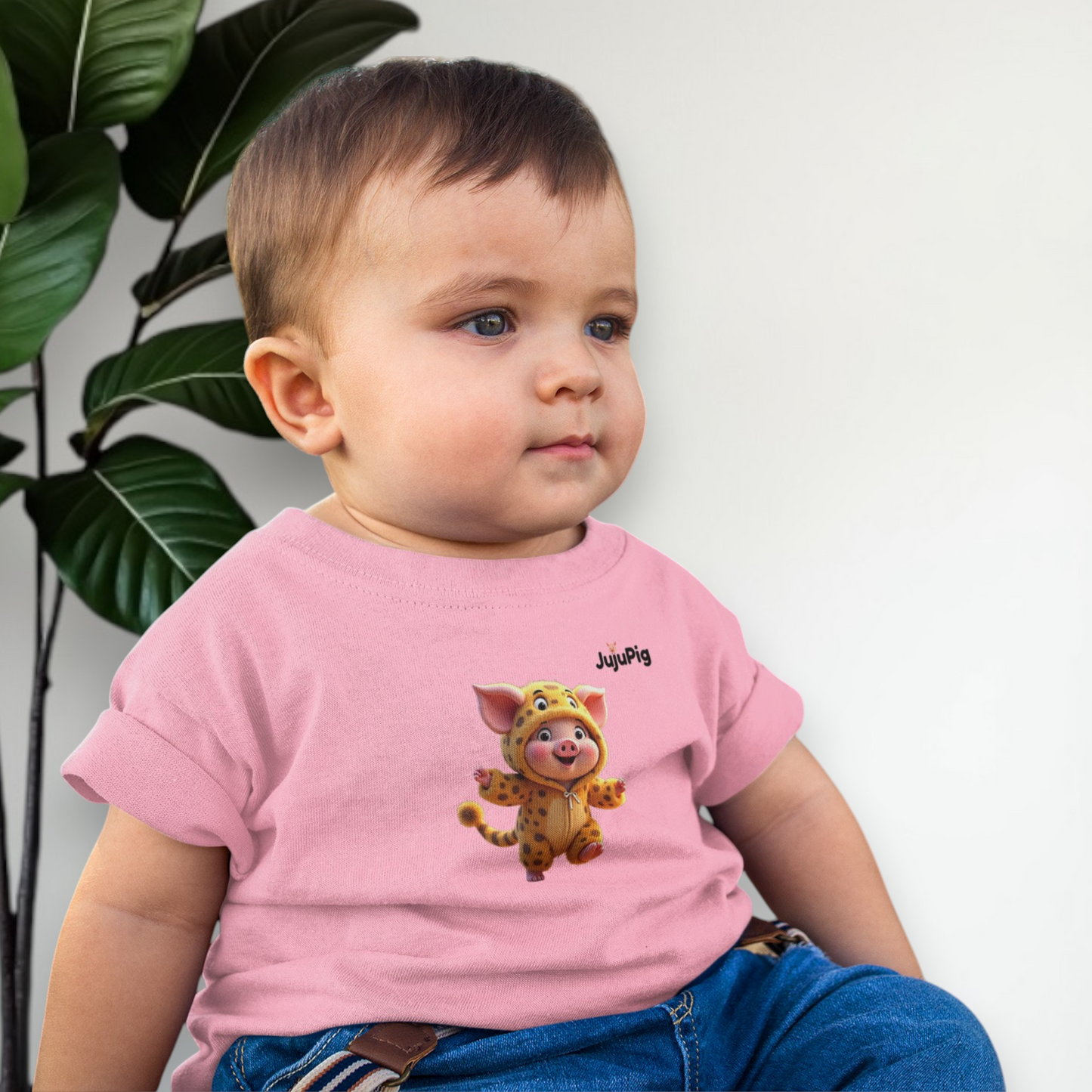JujuPig Cheetah - Infant Fine Jersey T-shirt | Cute Graphic Tee for Baby Boys & Girls
