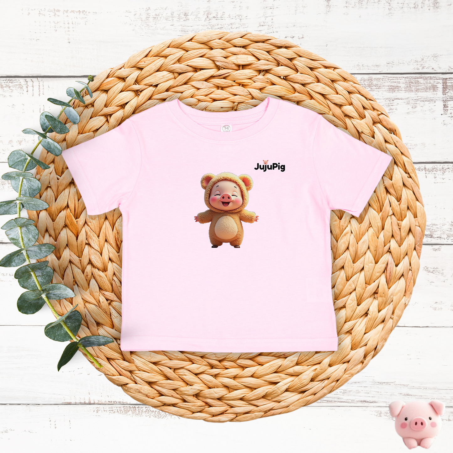 JujuPig Teddy Bear - Toddler Fine Jersey T-shirt | Cute Graphic Tee for Baby Boys & Girls