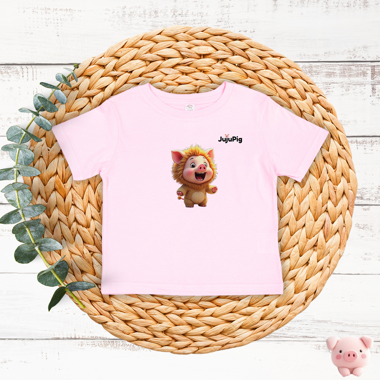 JujuPig Lion - Toddler Fine Jersey T-shirt | Cute Graphic Tee for Baby Boys & Girls