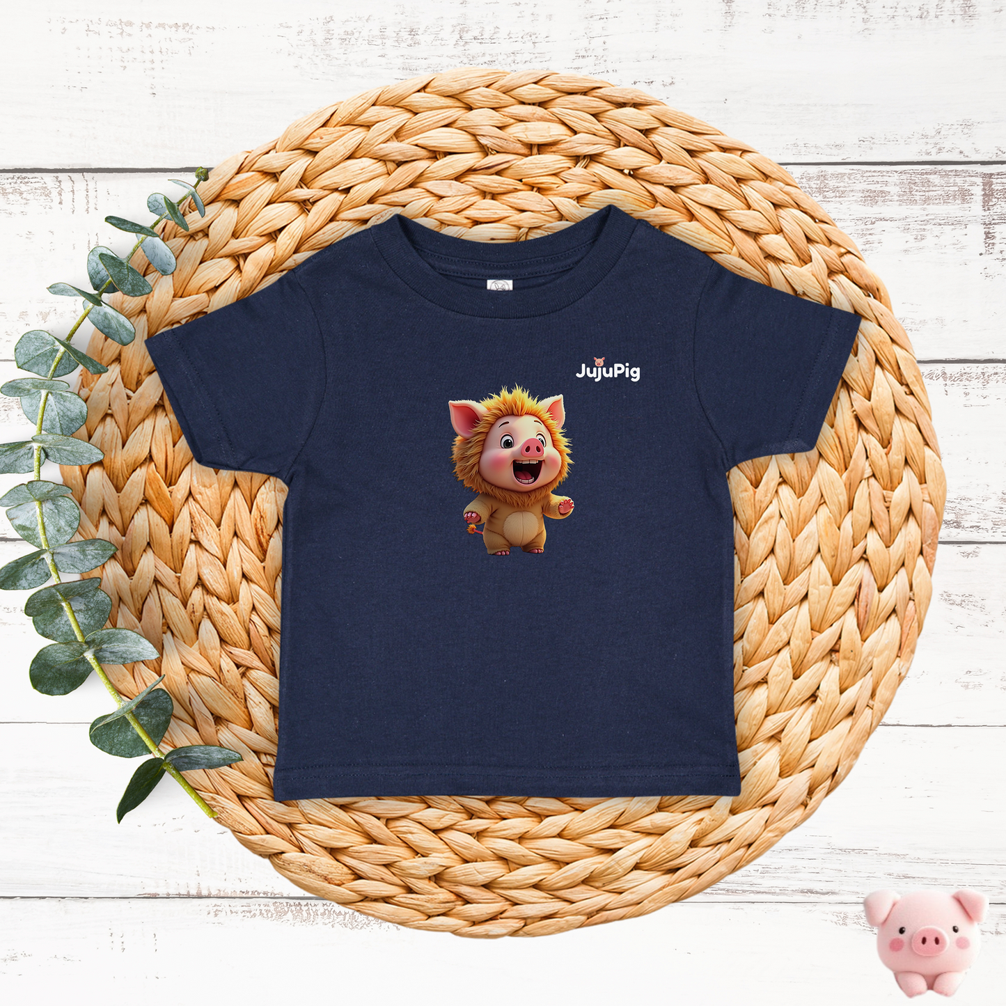 JujuPig Lion - Toddler Fine Jersey T-shirt | Cute Graphic Tee for Baby Boys & Girls