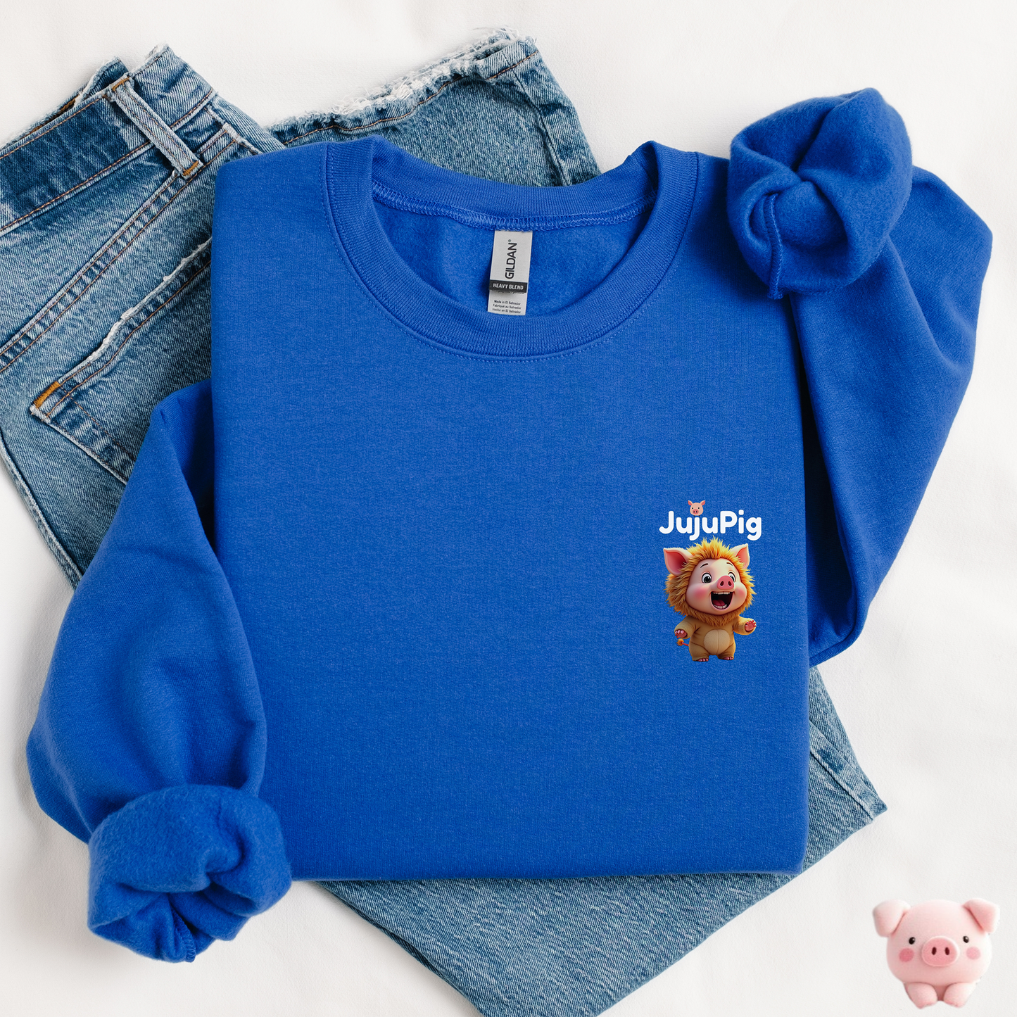 JujuPig Lion - Kids Unisex Crewneck Sweatshirt | Graphic Sweatshirts for Boys & Girls