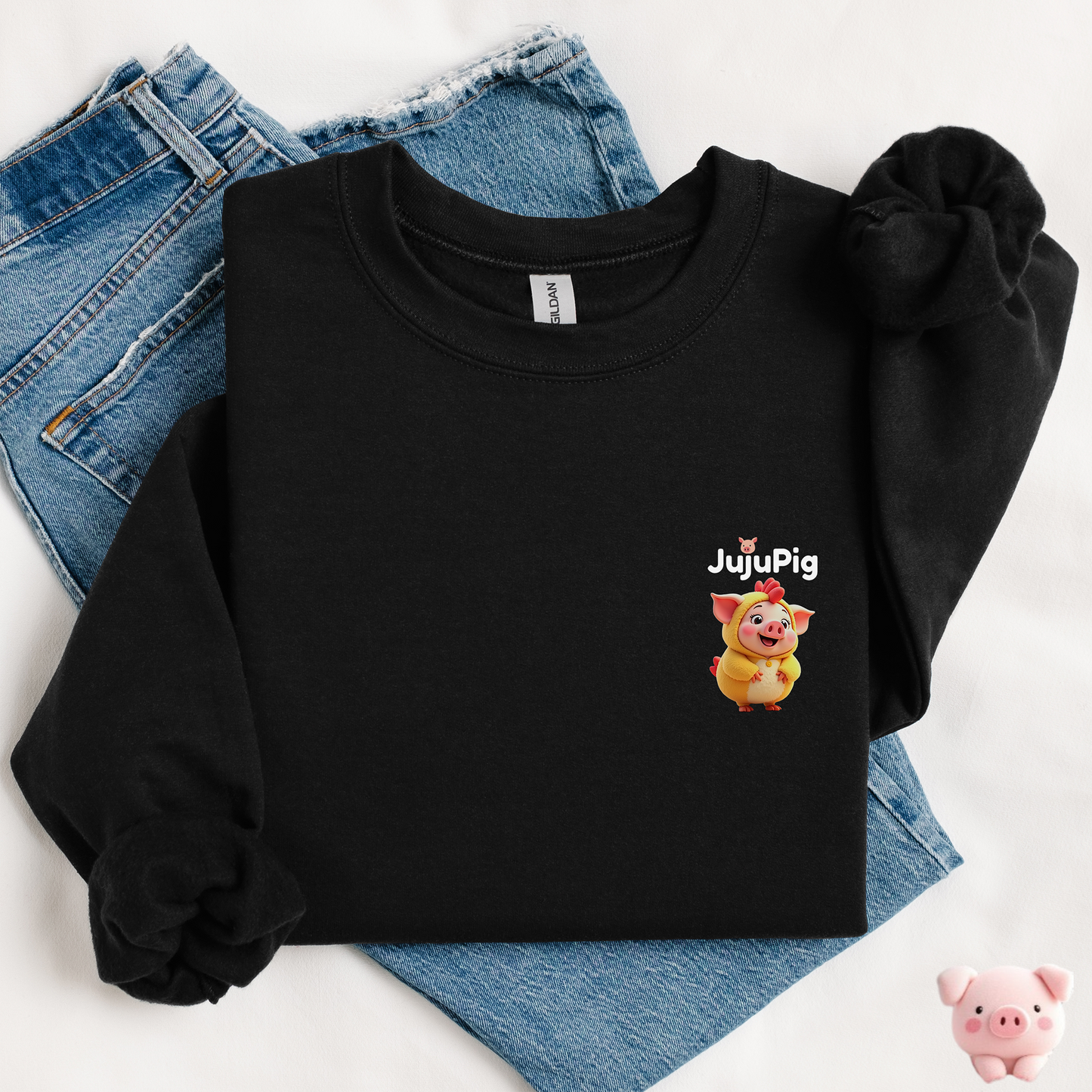 JujuPig Chicken - Kids Unisex Crewneck Sweatshirt | Graphic Sweatshirts for Boys & Girls