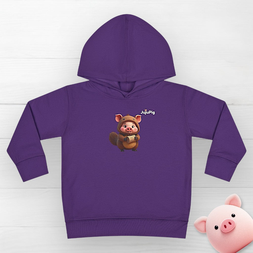 JujuPig Beaver - Toddler Fleece Hoodie | Cute Graphic Hoodie for Boys & Girls