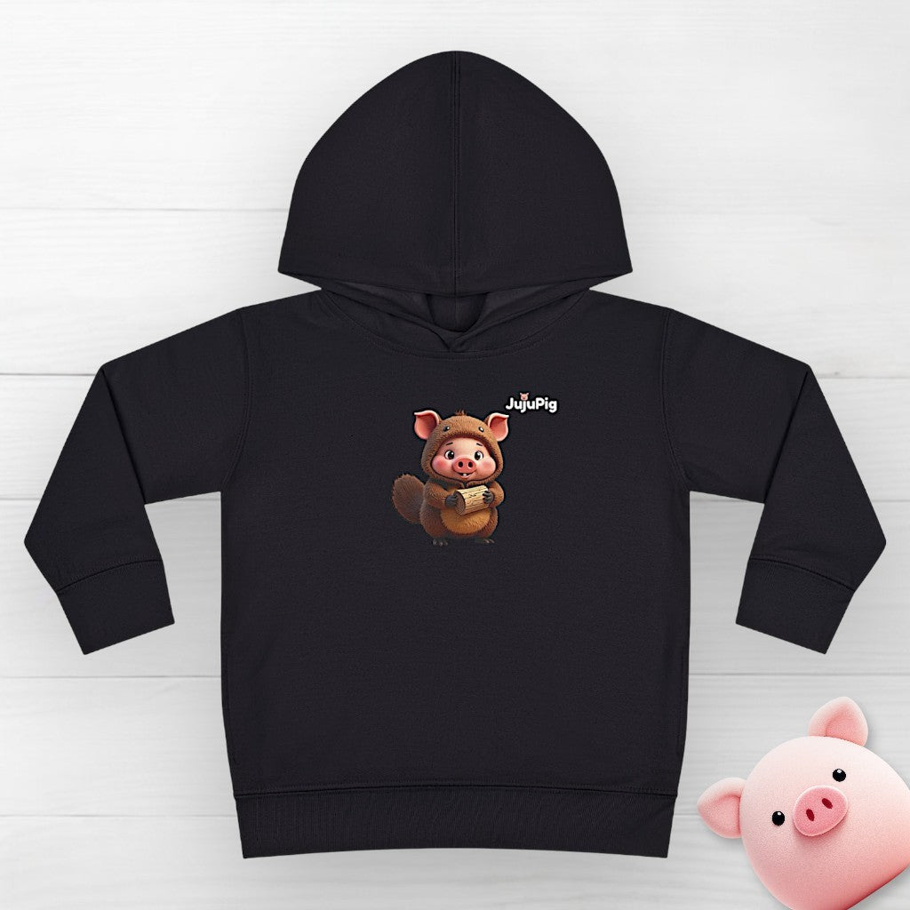 JujuPig Beaver - Toddler Fleece Hoodie | Cute Graphic Hoodie for Boys & Girls