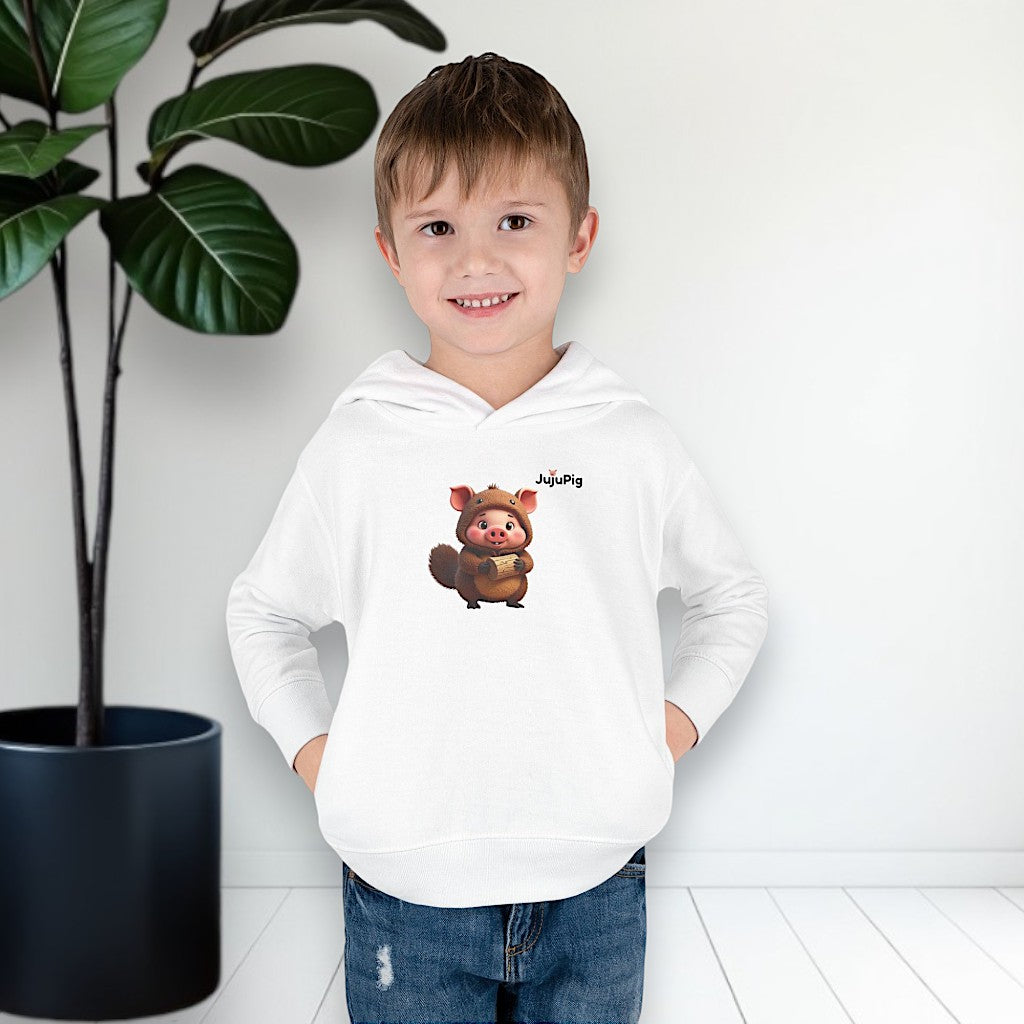 JujuPig Beaver - Toddler Fleece Hoodie | Cute Graphic Hoodie for Boys & Girls