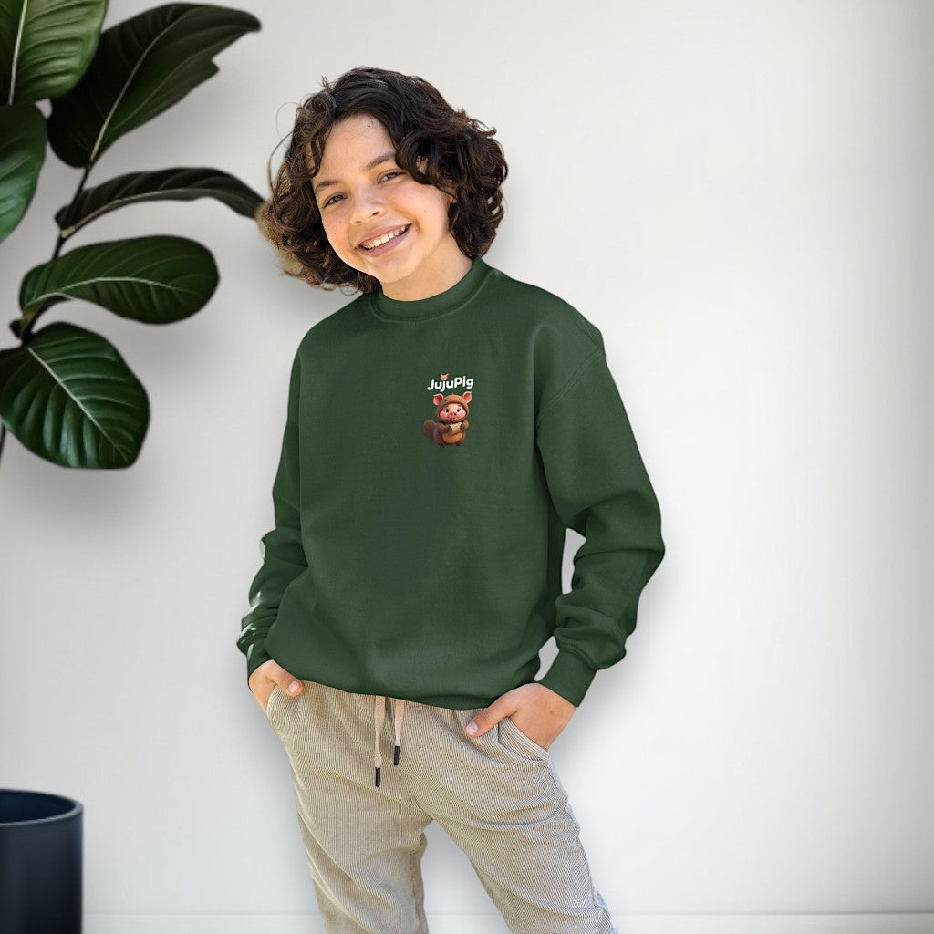 JujuPig Beaver - Kids Unisex Crewneck Sweatshirt | Graphic Sweatshirts for Boys & Girls