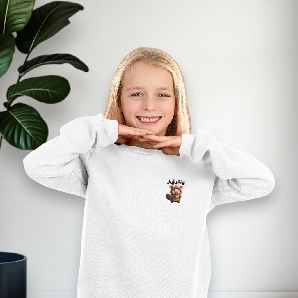 JujuPig Beaver - Kids Unisex Crewneck Sweatshirt | Graphic Sweatshirts for Boys & Girls