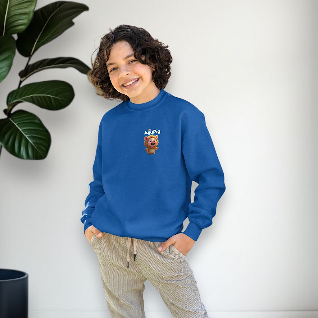 JujuPig Lion - Kids Unisex Crewneck Sweatshirt | Graphic Sweatshirts for Boys & Girls