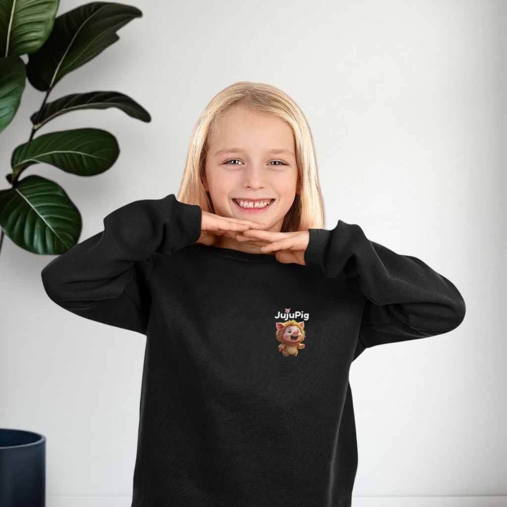 JujuPig Lion - Kids Unisex Crewneck Sweatshirt | Graphic Sweatshirts for Boys & Girls