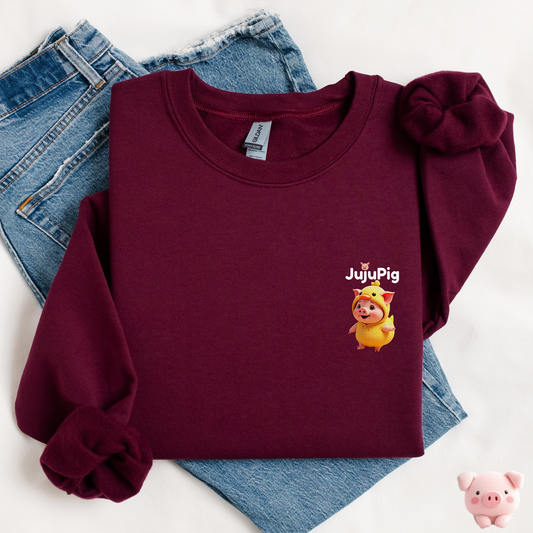 JujuPig Duck - Adult Unisex Crewneck Sweatshirt | Graphic Sweatshirt for Men & Women