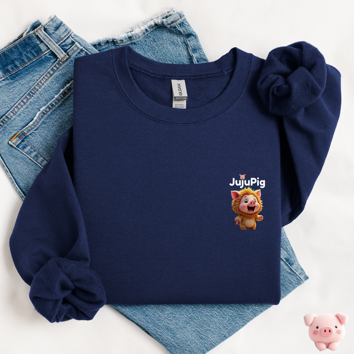 JujuPig Lion - Adult Unisex Crewneck Sweatshirt | Graphic Sweatshirt for Men & Women