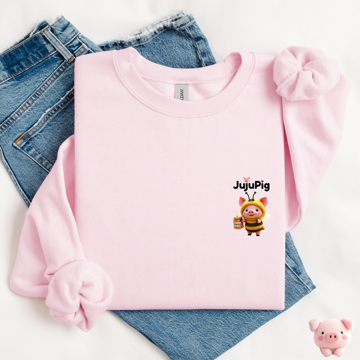 JujuPig Bumblebee - Adult Unisex Crewneck Sweatshirt | Graphic Sweatshirt for Men & Women