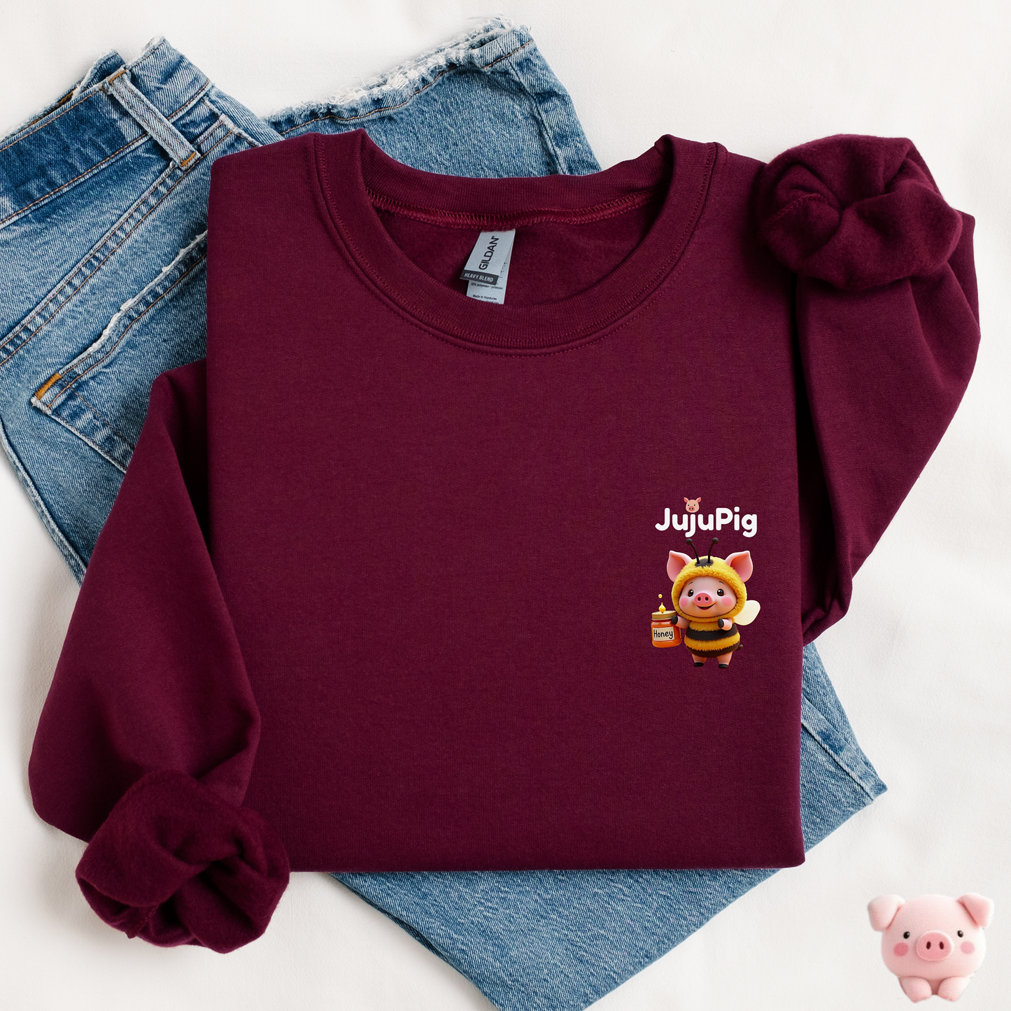 JujuPig Bumblebee - Adult Unisex Crewneck Sweatshirt | Graphic Sweatshirt for Men & Women