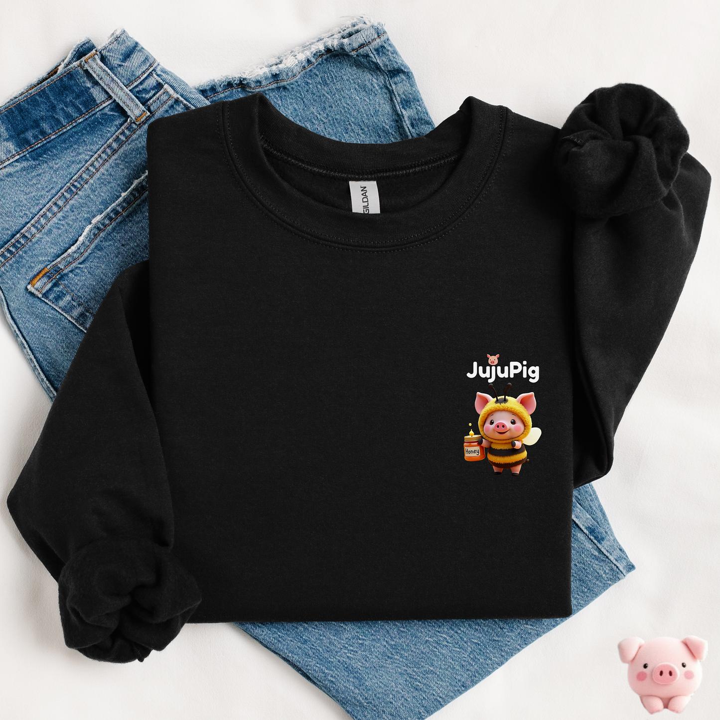 JujuPig Bumblebee - Adult Unisex Crewneck Sweatshirt | Graphic Sweatshirt for Men & Women