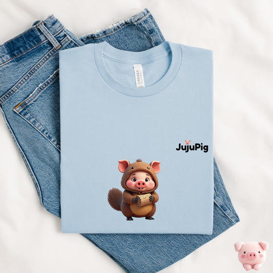 JujuPig Beaver - Adult Unisex Jersey T-shirt | Graphic Tee for Men & Women