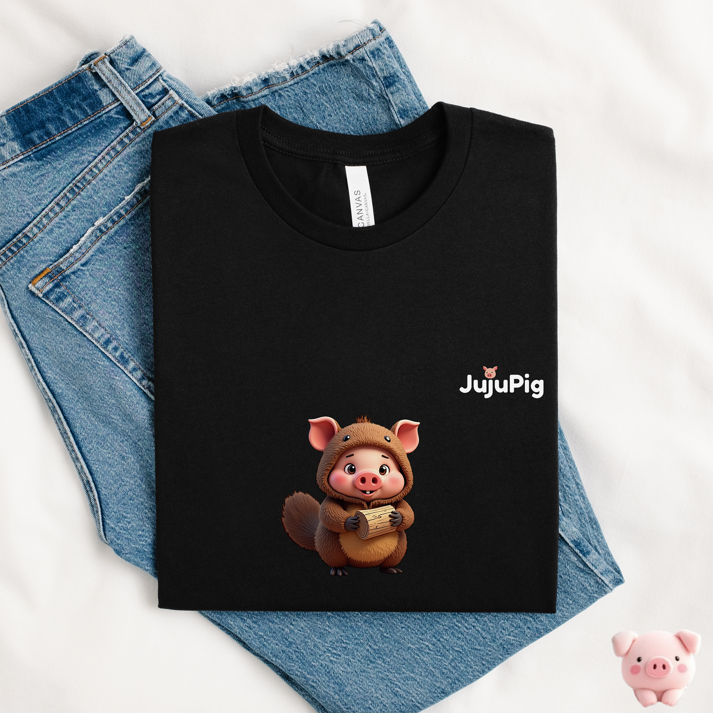 JujuPig Beaver - Adult Unisex Jersey T-shirt | Graphic Tee for Men & Women