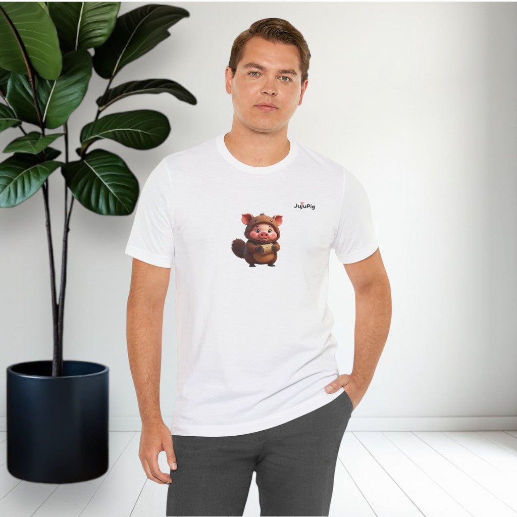 JujuPig Beaver - Adult Unisex Jersey T-shirt | Graphic Tee for Men & Women