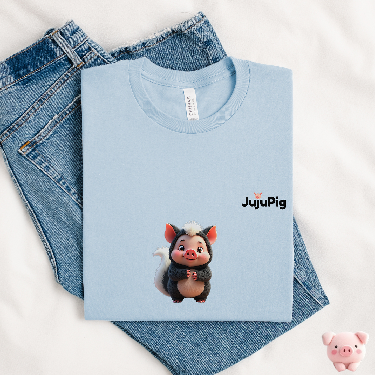 JujuPig Skunk - Adult Unisex Jersey T-shirt | Graphic Tee for Men & Women