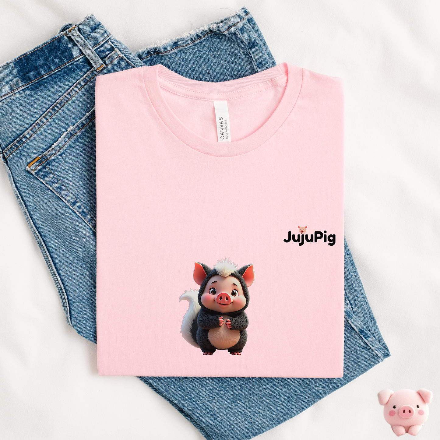 JujuPig Skunk - Adult Unisex Jersey T-shirt | Graphic Tee for Men & Women