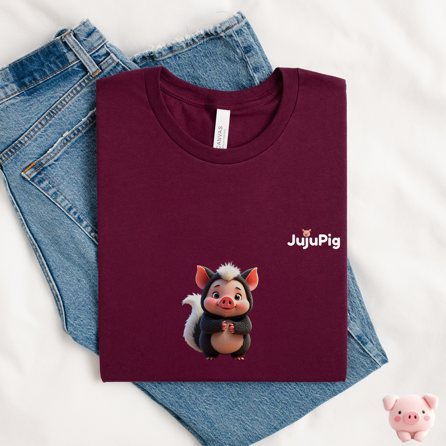 JujuPig Skunk - Adult Unisex Jersey T-shirt | Graphic Tee for Men & Women