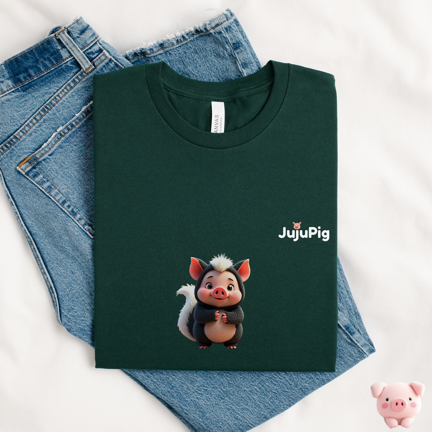 JujuPig Skunk - Adult Unisex Jersey T-shirt | Graphic Tee for Men & Women
